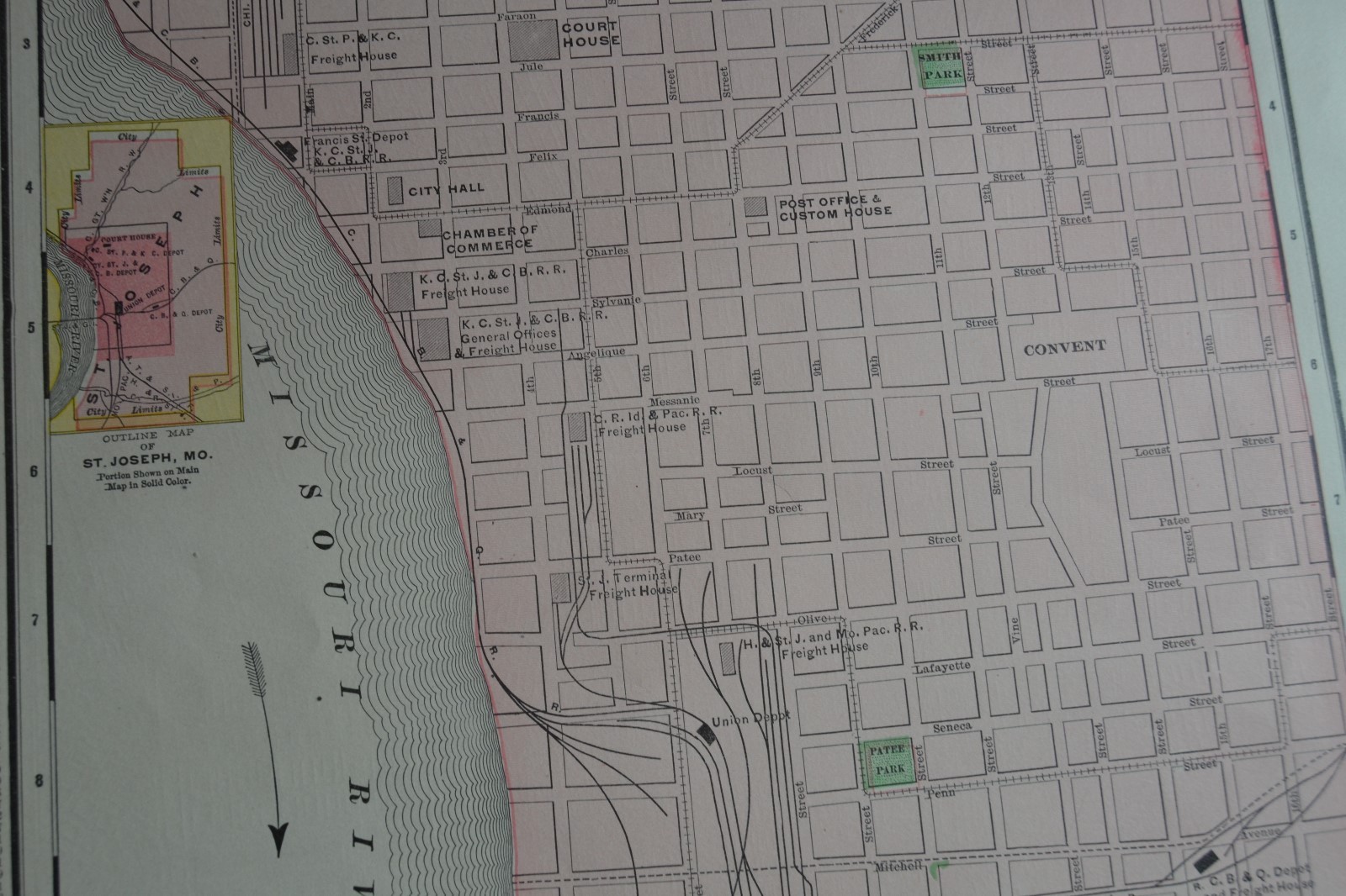 1895 Antique Map of St. Joseph Missouri