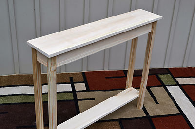 Unfinished 36'' Narrow Console Sofa Foyer, Shaker Square Edge Pine Table w/Shelf
