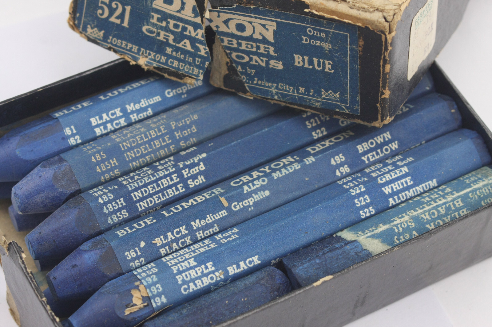 Dixon Lumber Crayons #521 Blue with Box - VINTAGE USED Collector