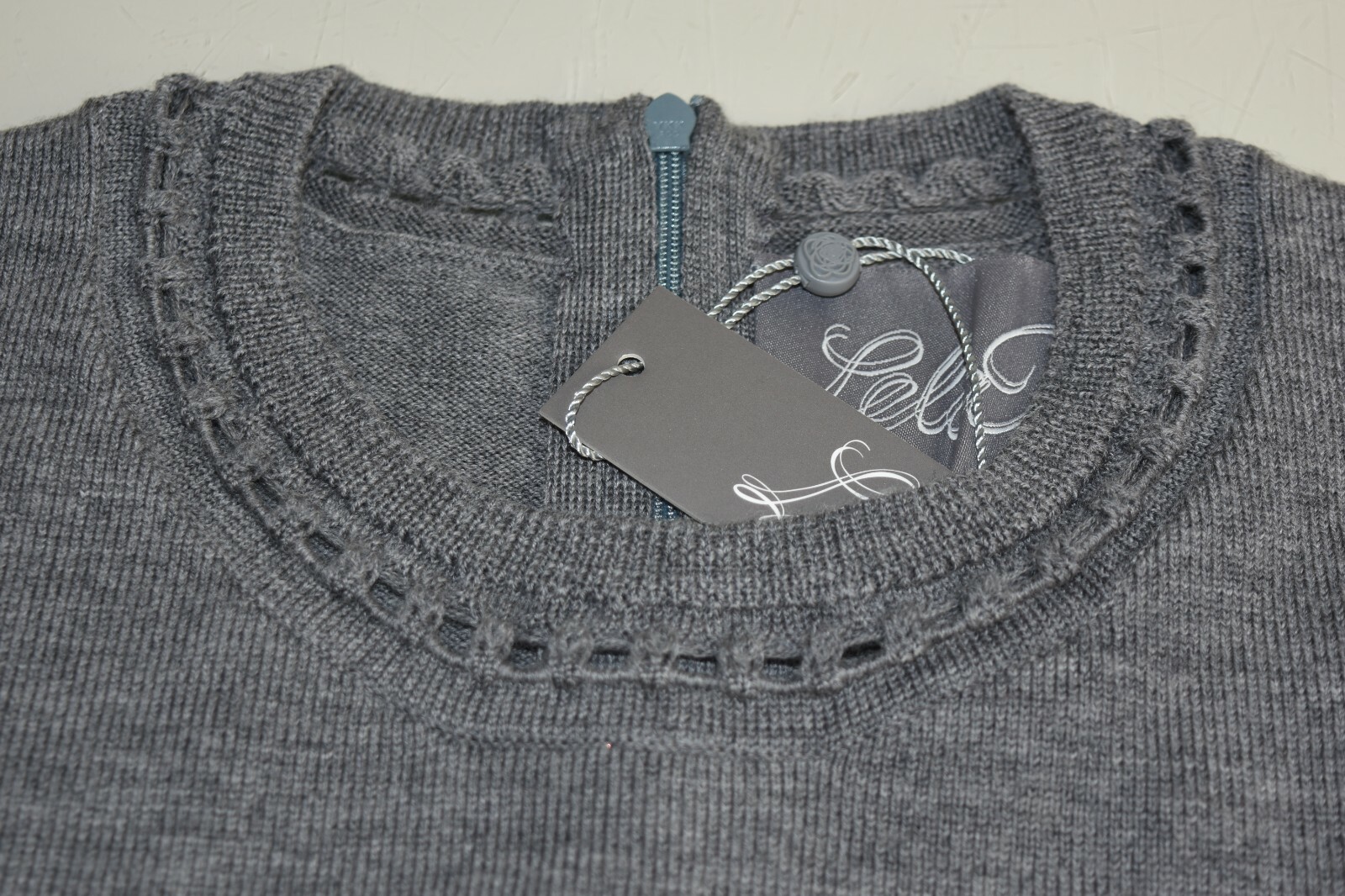 Pre-owned Pink Rose $1395 Lela Rose Crewneck Fit & Flare Loop Stitch Knit Dress Grey Wool M Xl In Gray