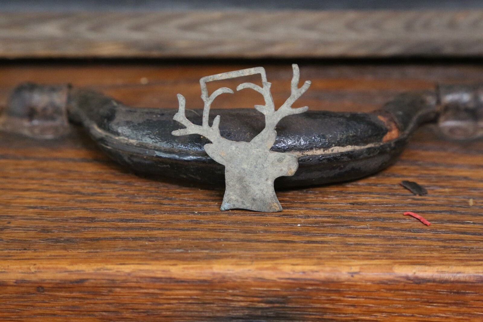 Vintage Brass Elk Buck Stag Deer Head Bust Charm Pendant Antique Antlers Trinket