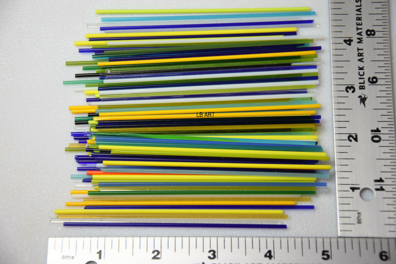 2 OUNCES OF BULLSEYE GLASS ASSORTED COLORS 2mm THICK STRINGERS 90 COE FUSIBLE