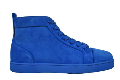 Christian Louboutin Louis Orlato Flat Alize Blue Suede High Top Sneaker 43 10