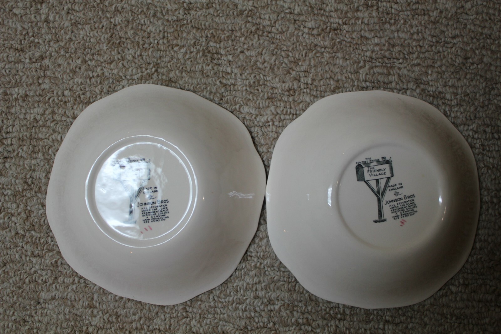 Set of 2 Johnson Bros. The Friendly Village Square Cereal Bowl Covered Bridge