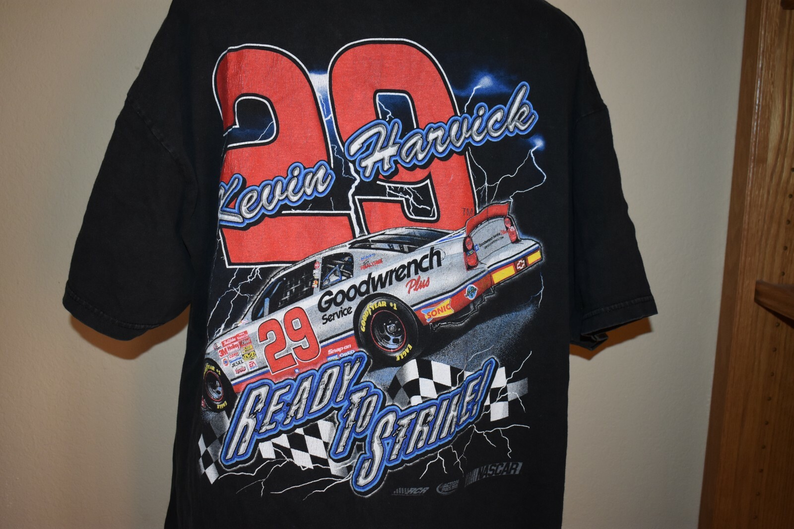 Kevin Harvick Shirt Large White Lightning Tee nascar racing vintage