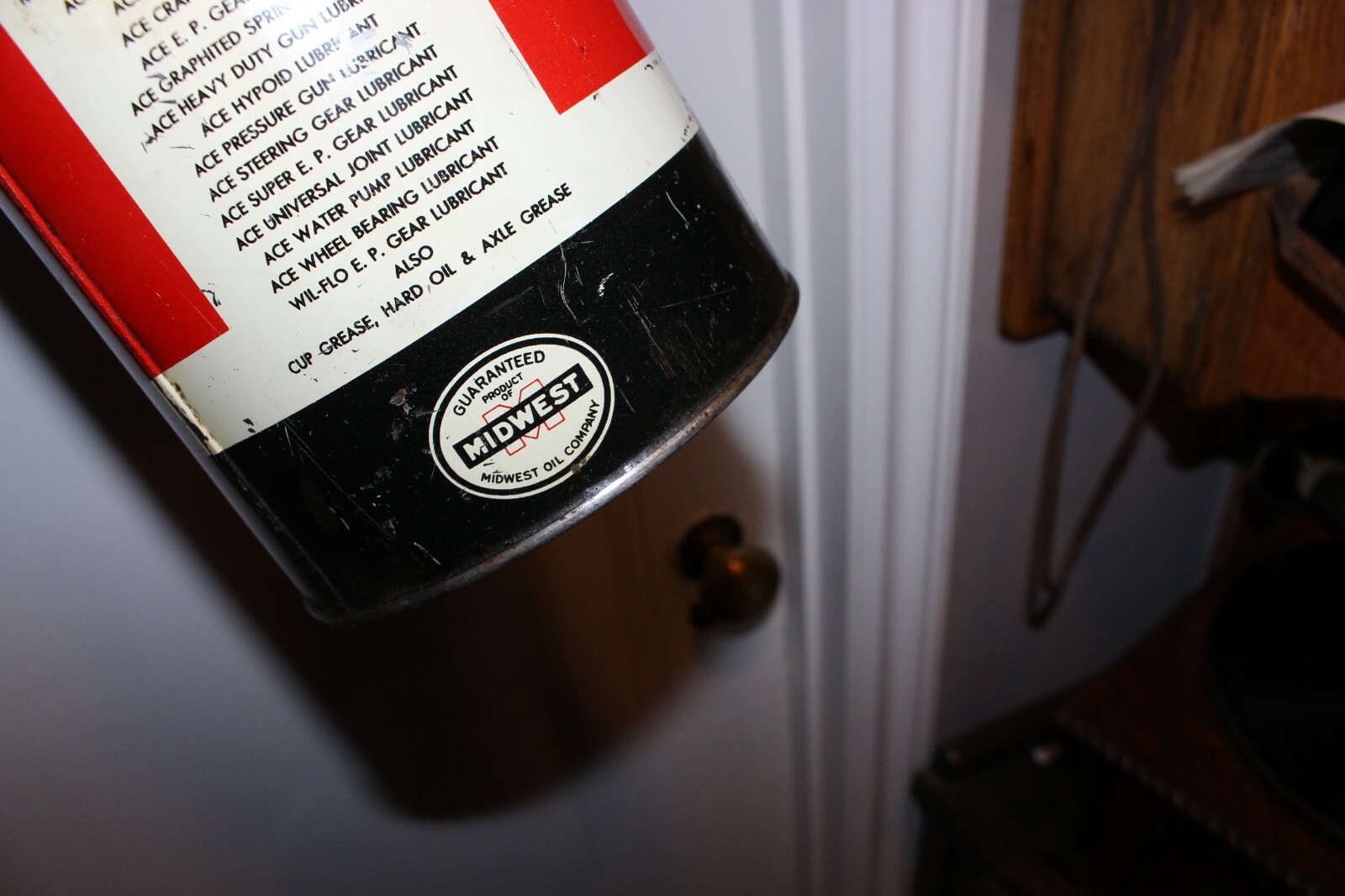 Vintage ACE Grease 5 Pounds Oil Can Tin Advertising Midwest Minneapolis Fargo