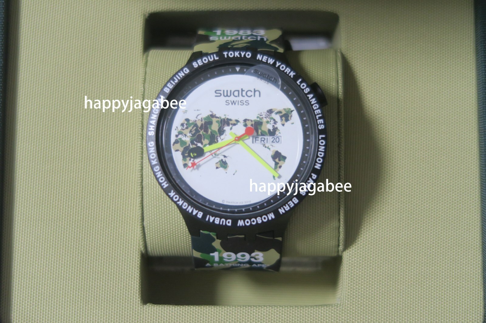 Pre-owned A Bathing Apex Swatch A Bathing Ape Bape X Swatch Global World Model In Green