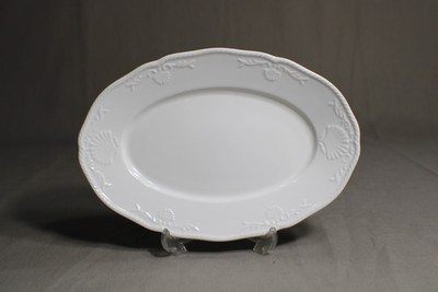 MIKASA Ultra Cream Bone China Relish Dish/Plate, Hampton Bays, Embossed Shells