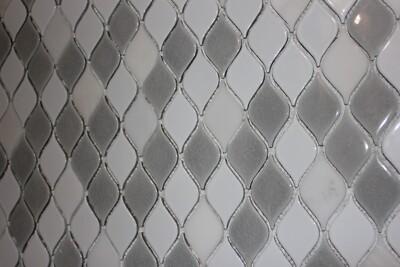 10 SF Sheets MSI Cresta Blanco Ceramic Marble Mosaic Tiles. Gray Crackle & White