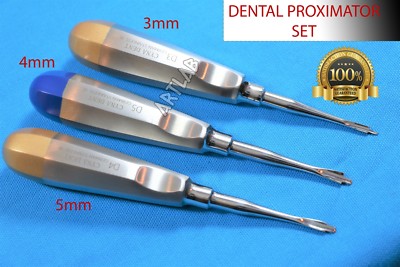 3mm, 4mm, 5mm DENTAL PROXIMATOR ELEVATOR 3PCS GERMAN PREMIUM STAINLESS STEEL