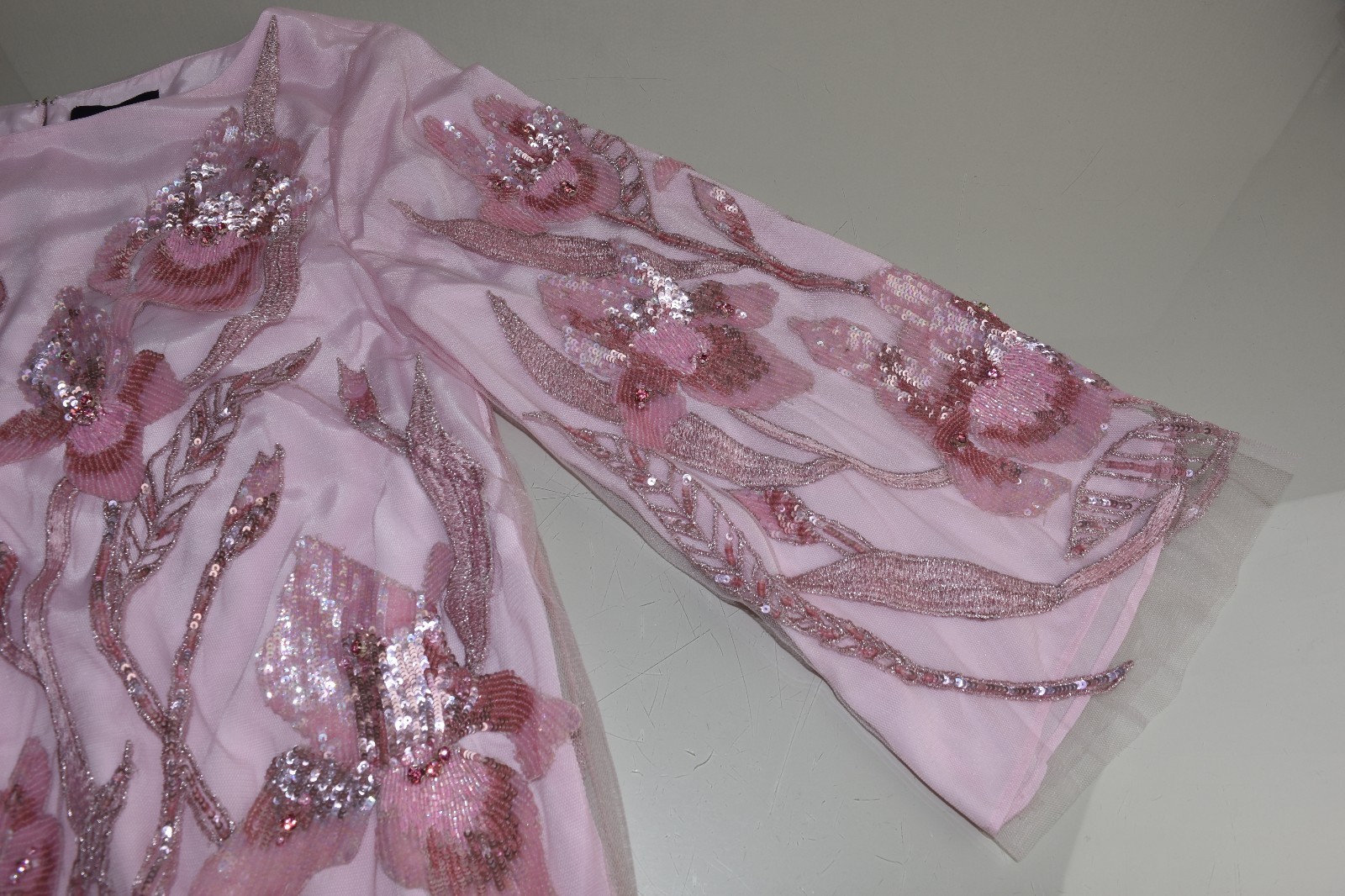 Pre-owned Marchesa Notte $695  Beaded Floral Cocktail Dress Tunic Blush Pale Pink 4