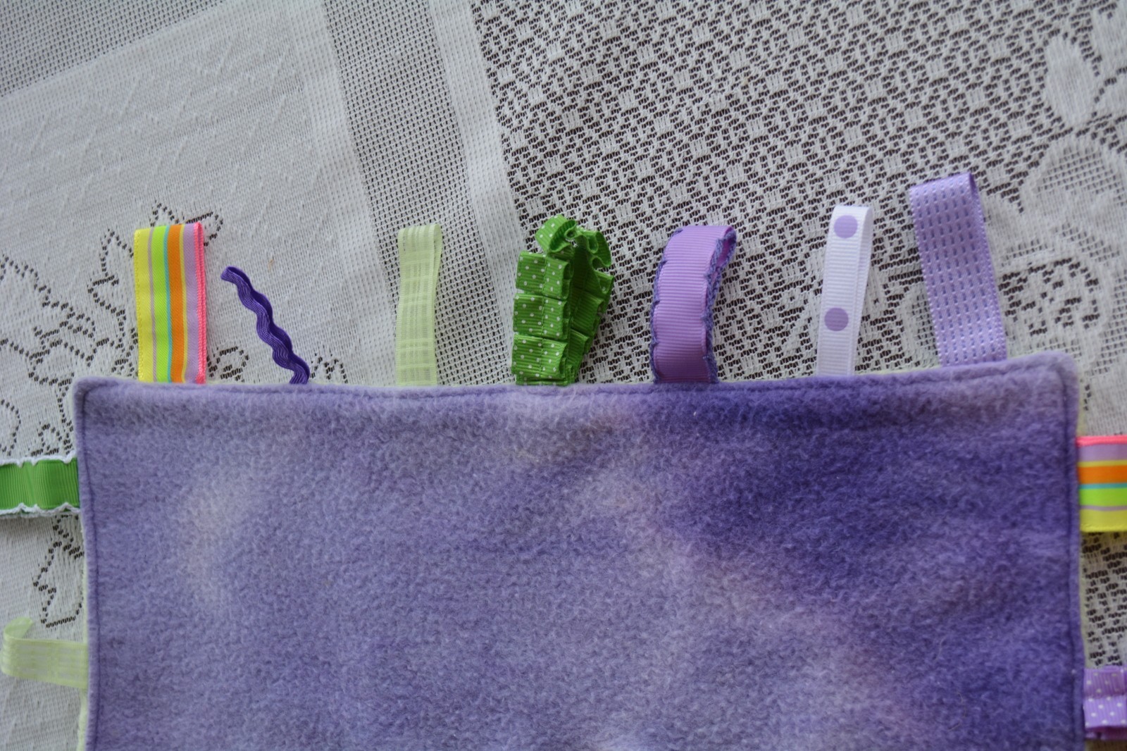 Purple Tye Dye Green Owl Tags Lovey Security Baby Blanket Nunu Minky 12