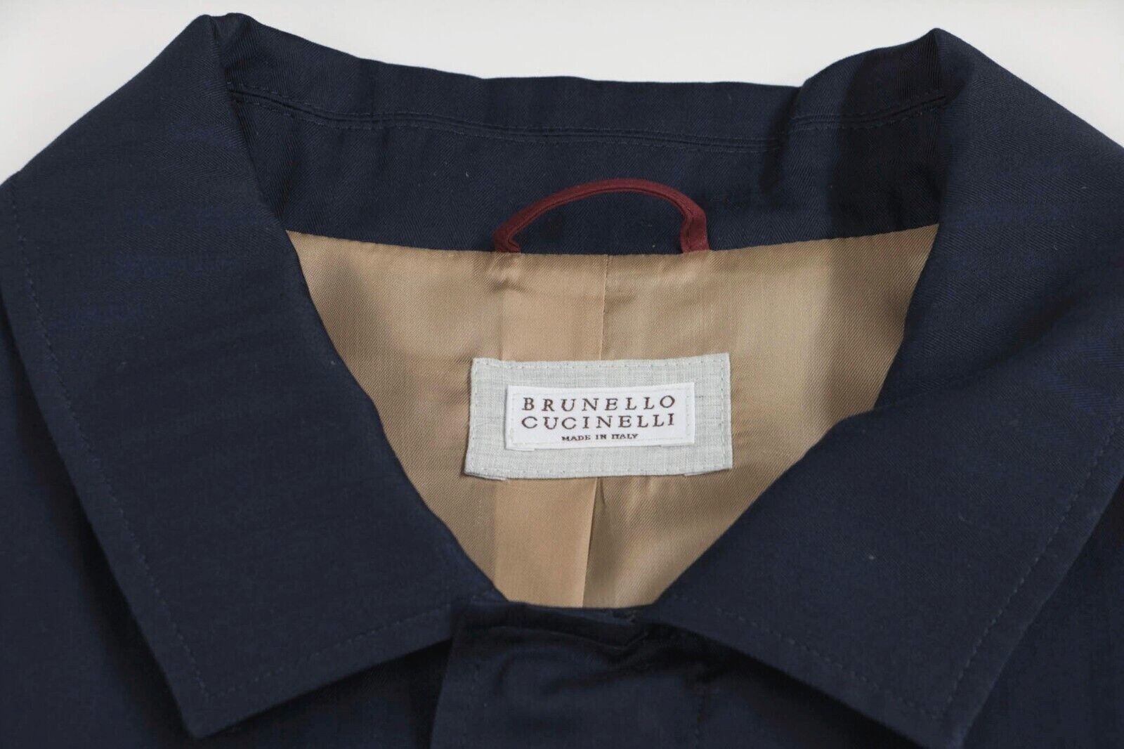 Pre-owned Brunello Cucinelli $3495  Men Herringbone Safari Jacket W/ Logo Hardware A238 In Blue