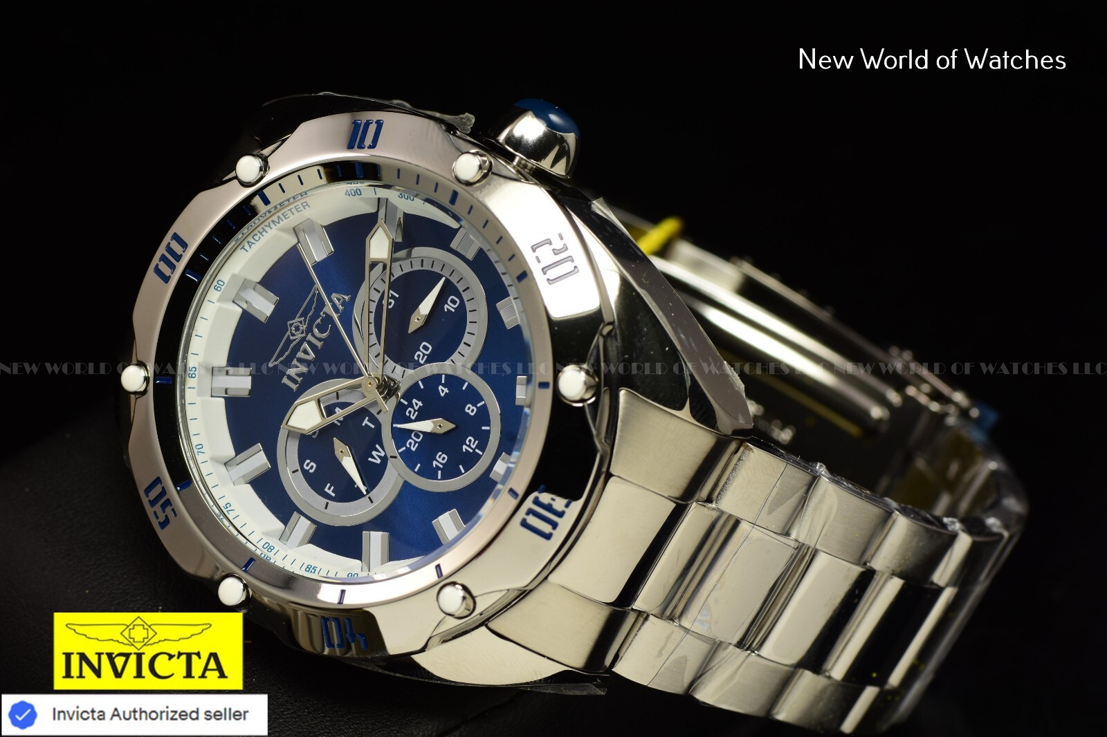 Invicta Men's VENOM Blue Chronograph Dial 50mm CHROME SILVER