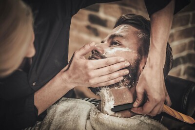 100 BLADES + CLASSIC STAINLESS STEEL STRAIGHT EDGE BARBER RAZOR SALON SHAVING