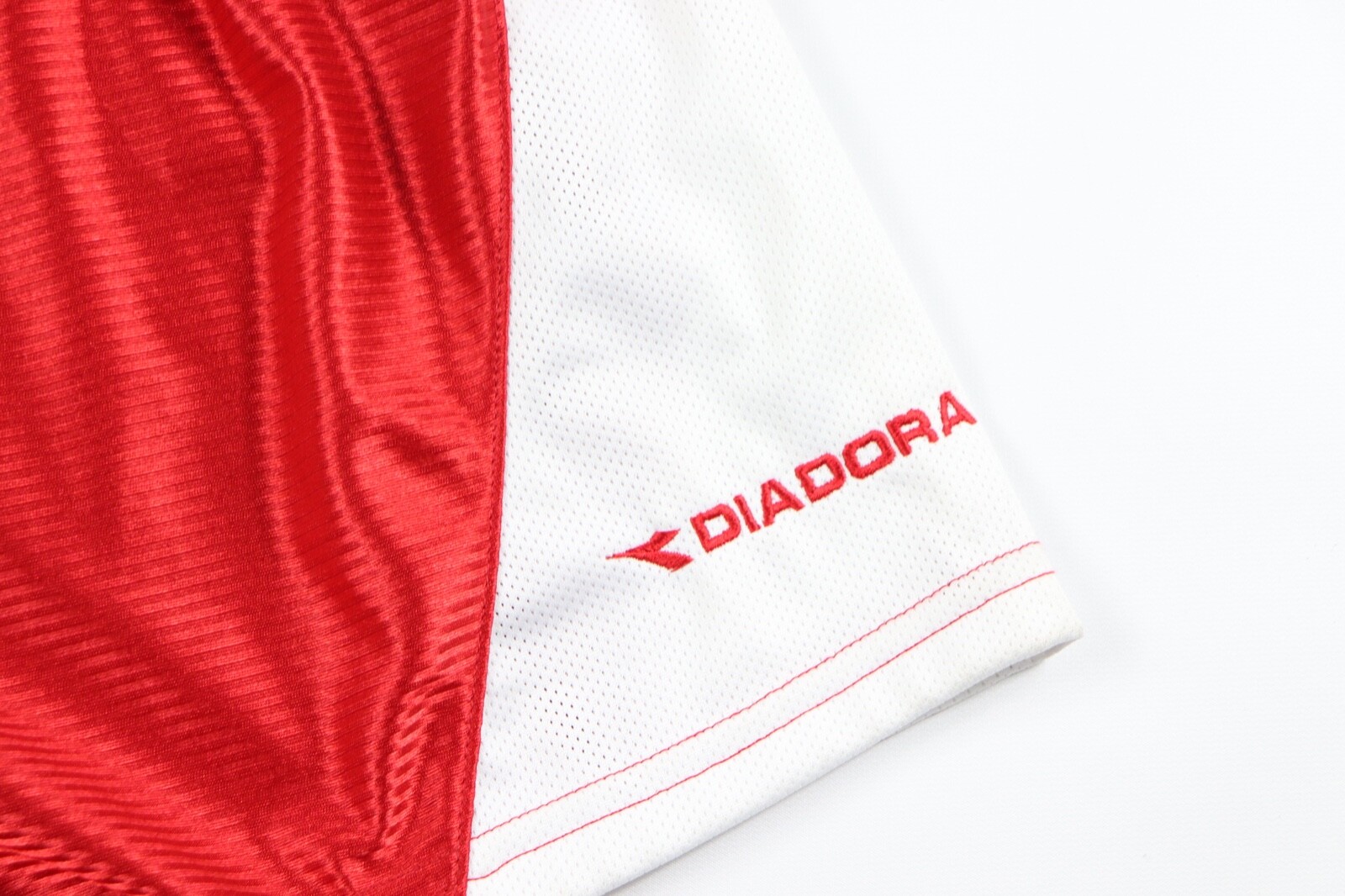 Vtg New Diadora Mens Small Spell Out Athletic Running Soccer Shorts Red White