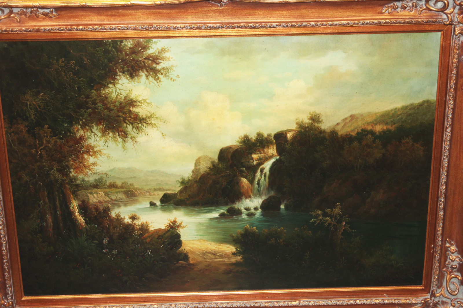 Vintage Oil Painting Gold Gilt Ornate Wood Picture Frame Large 47 x 35 Landscape
