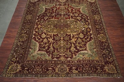 Antique 12X14 Circa 1880 Agra Hand-Knotted Wool Oriental Area Rug (11.8 X 13.11)