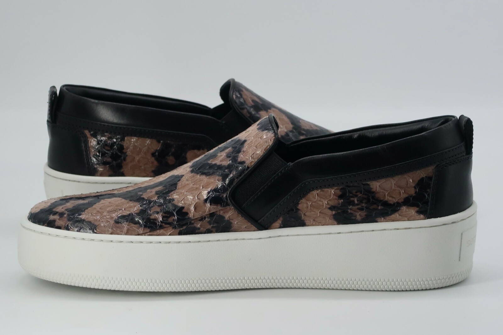 Pre-owned Sergio Rossi Leather Snakeskin Embossed Slip On Sneakers Women Size 36 Shoes In Multicolor