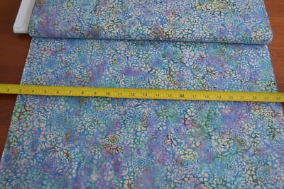 By 1/2 Yd, Pink, Blue & Green Floral Cotton Batik, Indonesia, Hoffman, B592