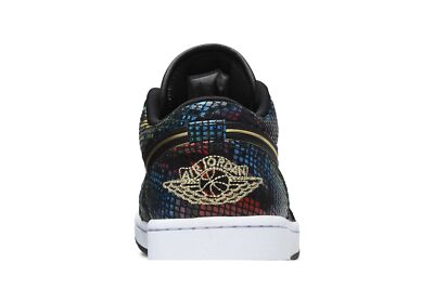 Pre-owned Jordan Air  Air  1 Low 'multi Snakeskin' Cw5580-001 Women's Shoes In Black/metallic Gold/multi/white