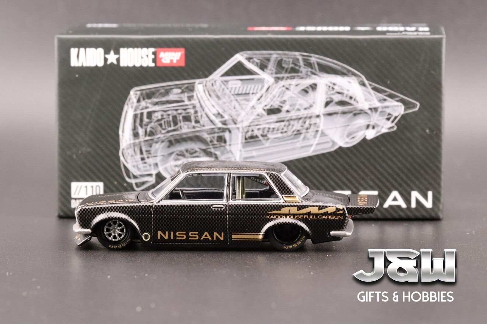 Kaido House x Mini GT Datsun 510 Pro Street Full Carbon V1 Kaido House x Mini GT Datsun 510 Pro Street Full Carbon V1