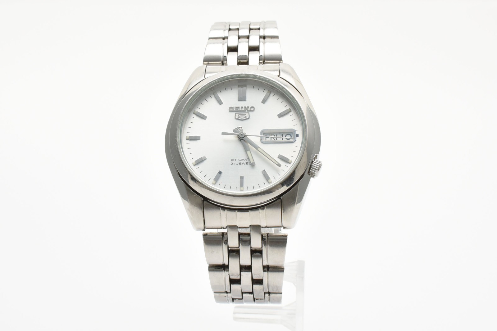 SEIKO 5 7s26-01v0　snk355 SEIKO 5 Automatic Silver tone 21 Jewels Day Date Mens Watch