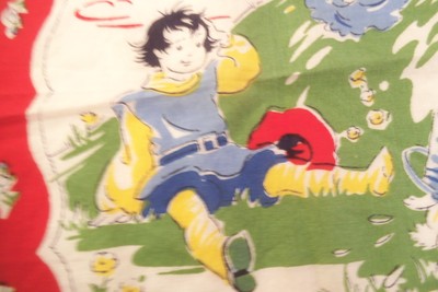 Vintage Children's Handkerchief Jack & Jill Nursery Rhyme