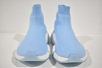 Pre-owned Balenciaga Speed 2.0 Sock Light Blue White High Top Knit Pull Trainer Sneaker 39