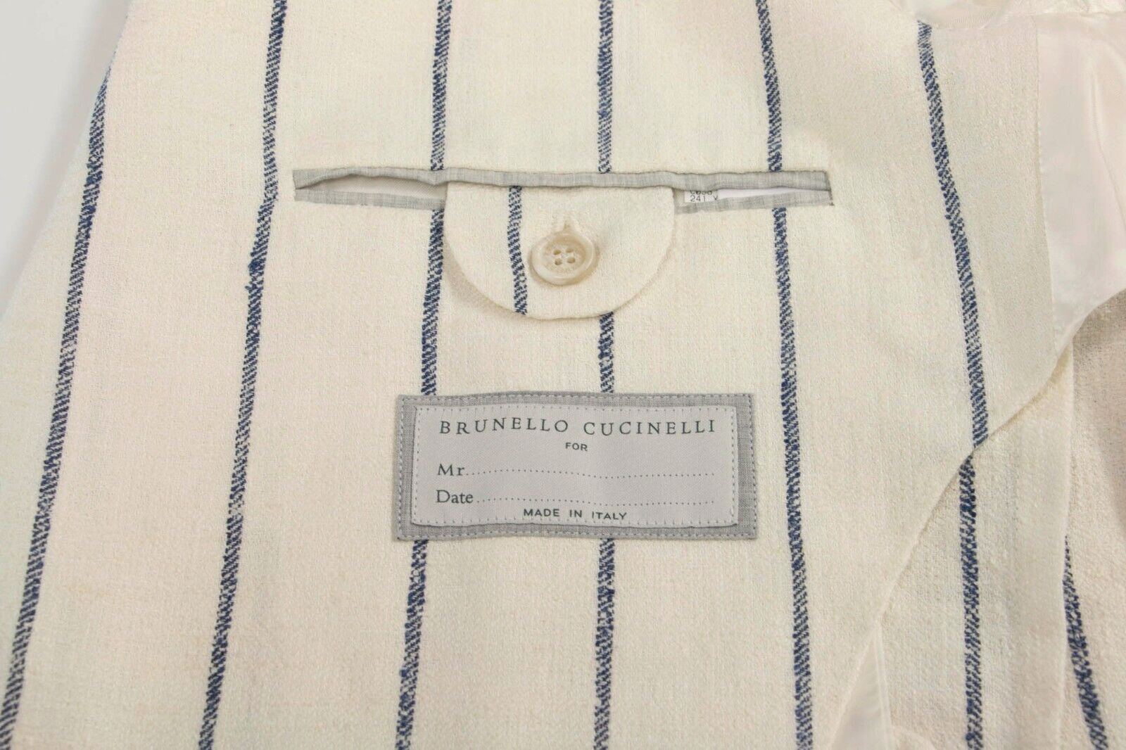 Pre-owned Brunello Cucinelli $7295  Men's Chalk Stripe 2-piece Suit Size 50/ 40us A248 In Beige + Navy Print