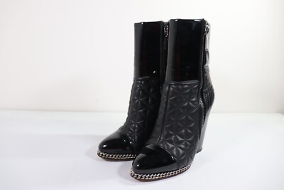 Balmain Quilted Chain Boots Black Women