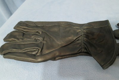 Men's Black Calf Skin Leather Gloves w Cinched Wrists Size Medium NEW