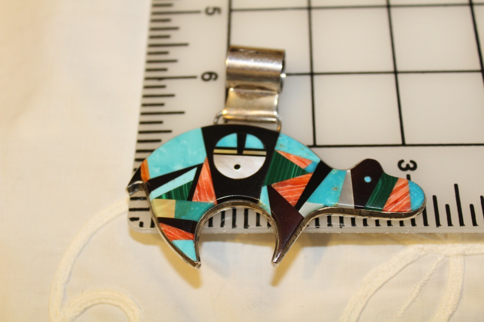 Joan Douglas - Navajo- Sterling Silver and Inlaid Gemstone Medicine Bear Pendant