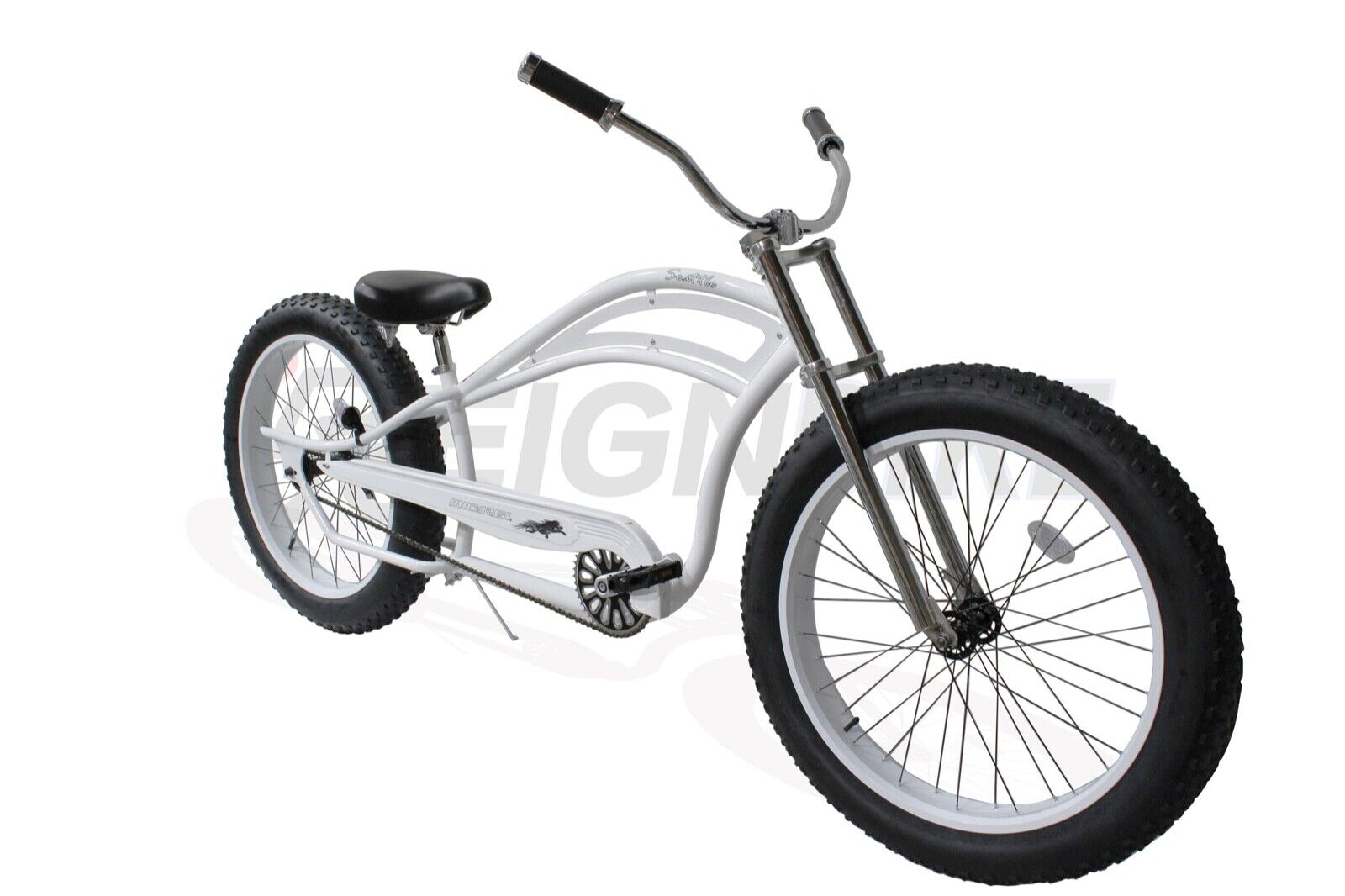 Bicycle for Sale: 26" x 4.0 Fat Tire Stretch Beach Cruiser Bicycle Chopper Style Coaster brake in South El Monte, California