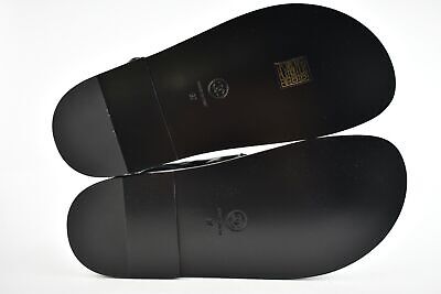 Pre-owned Chanel Black Leather Quilted Chain Cc Logo Mule Slide Strap Flat Dad Sandal 37