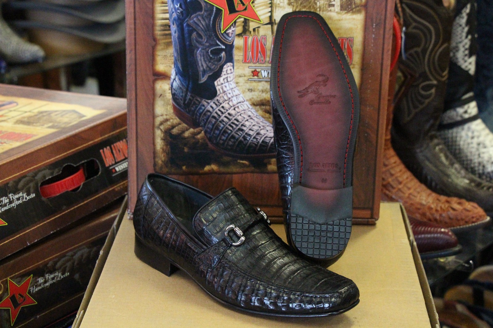 Pre-owned Los Altos Boots Los Altos Genuine Black Crocodile Loafer Dress Shoe (ee) Width