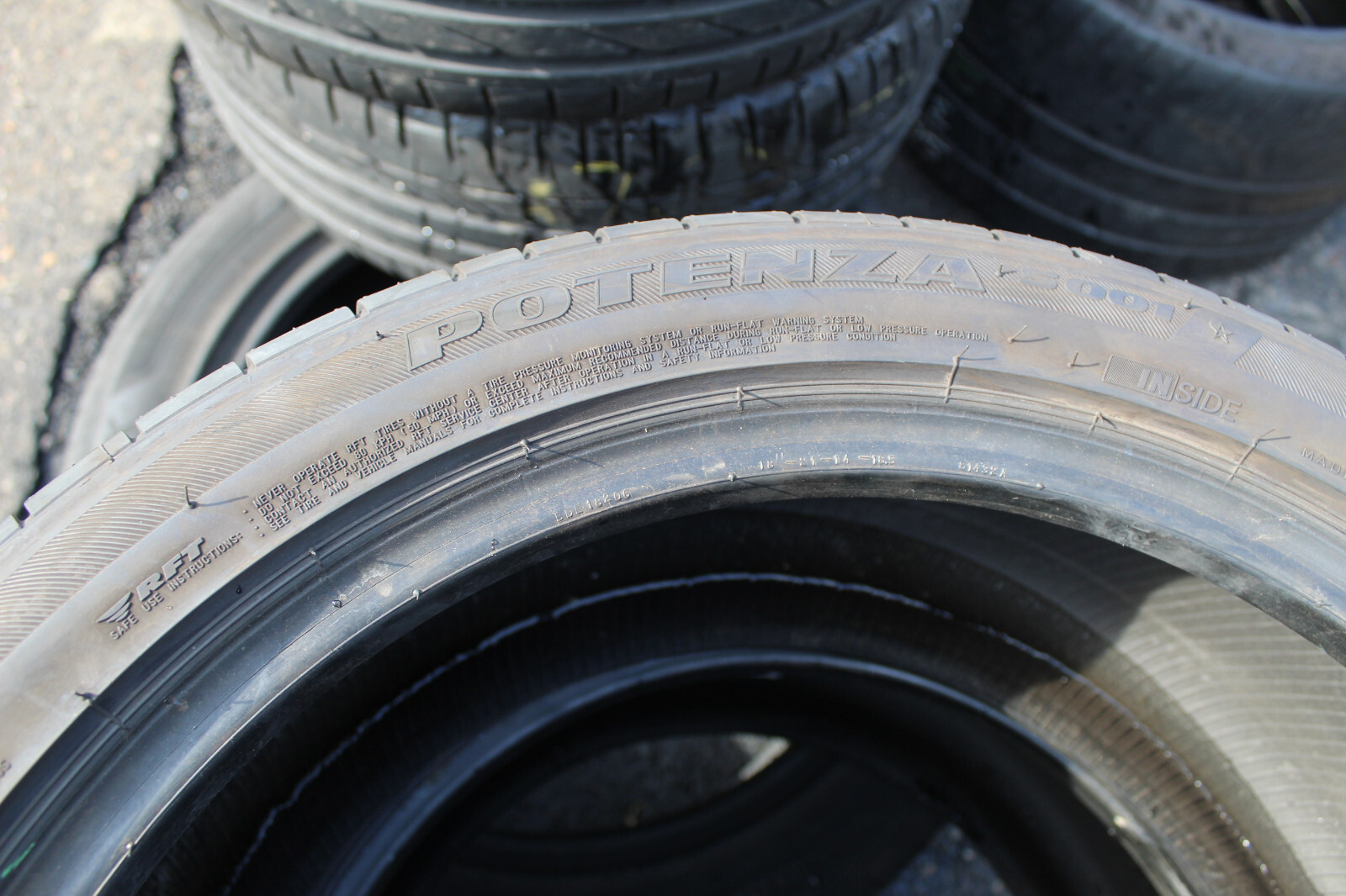 255 40 18 Bridgestone, Potenza, RunFlat, 95Y, x2 A Pair 6.4mm (F1_tyres) L2573