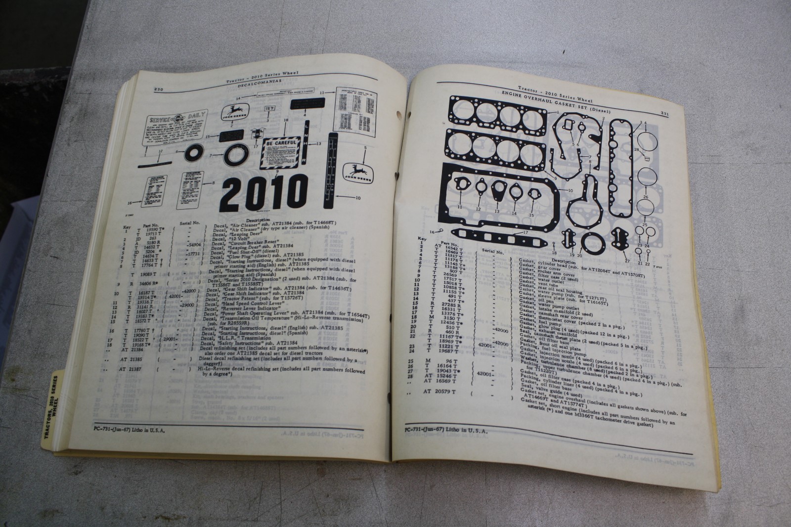 Revised Dealer Parts Catalog No. PC-731 John Deere 2010 Tractor  (147)