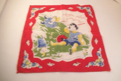 Vintage Children's Handkerchief Jack & Jill Nursery Rhyme