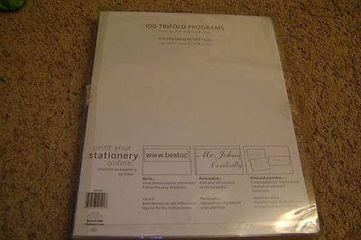 NEW Best Occasions 100 Trifold Wedding Programs Keeping With Tradition White