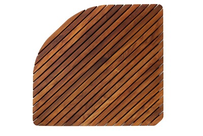 Nordic Style Oiled Corner Teak Shower Spa Outdoor Mat with Rounded Edge 30 x 30 