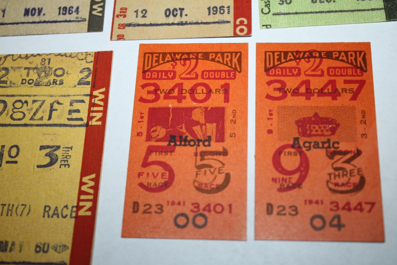 10 VINTAGE HORSE RACING BETTING TICKETS TOTE 1940' 60'S