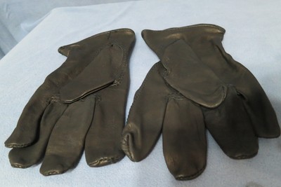 Men's Black Calf Skin Leather Gloves w Cinched Wrists Size Medium NEW