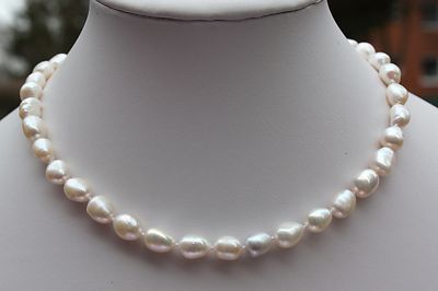 A25WSB 45cm Süßwasser Perlen Schmuck Perlenkette Halskette Kette Collier barock 