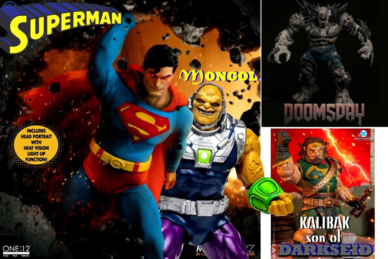 Mezco One:12 Superman, NEW DARKSEID, DOOMSDAY, MONGUL LEX Mezco One:12 Superman, NEW DARKSEID, DOOMSDAY, MONGUL LEX