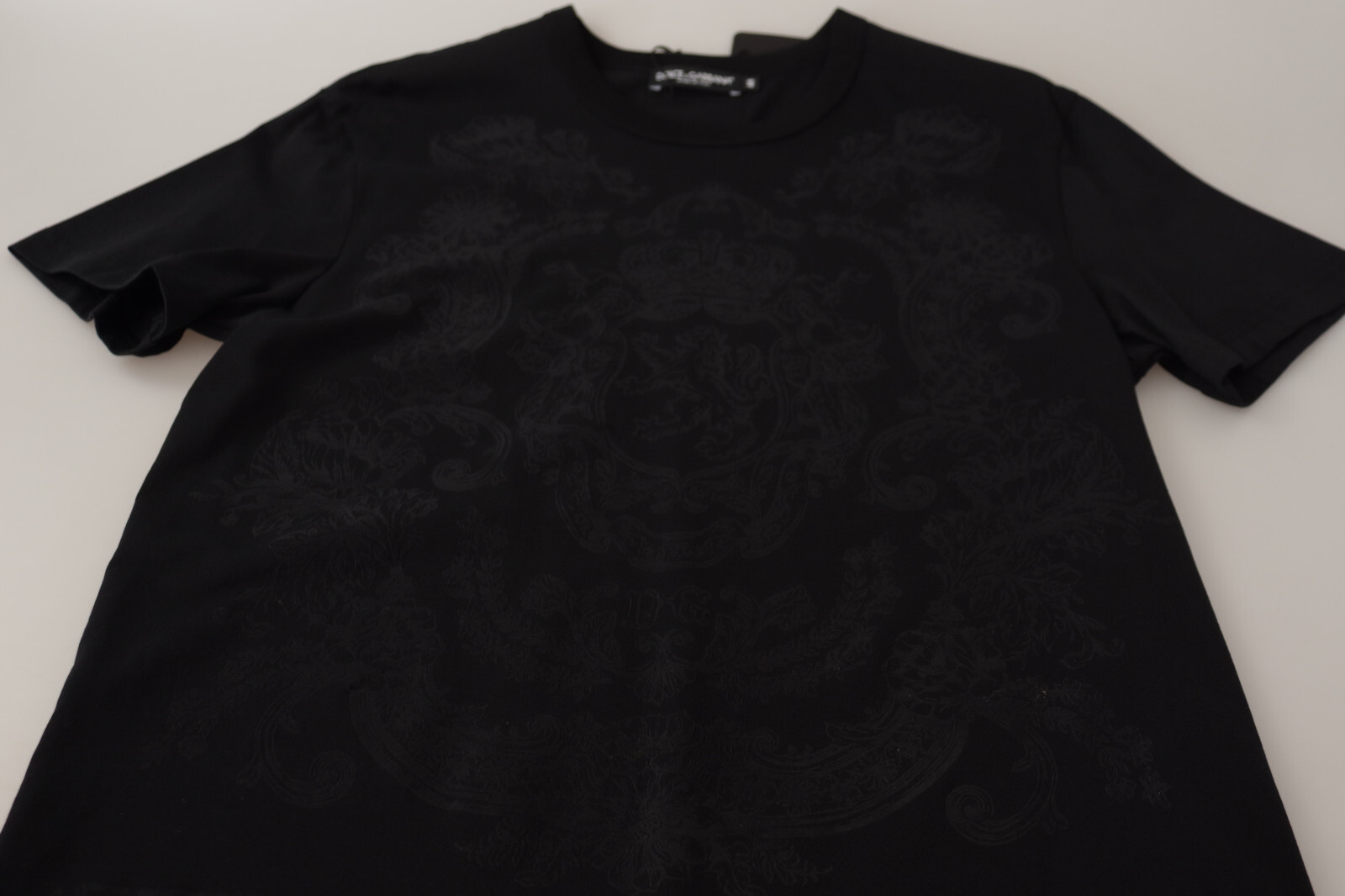 Pre-owned Dolce & Gabbana T-shirt Black Dg Baroque Cotton Crewneck It52 /us42 /xl Rrp $600