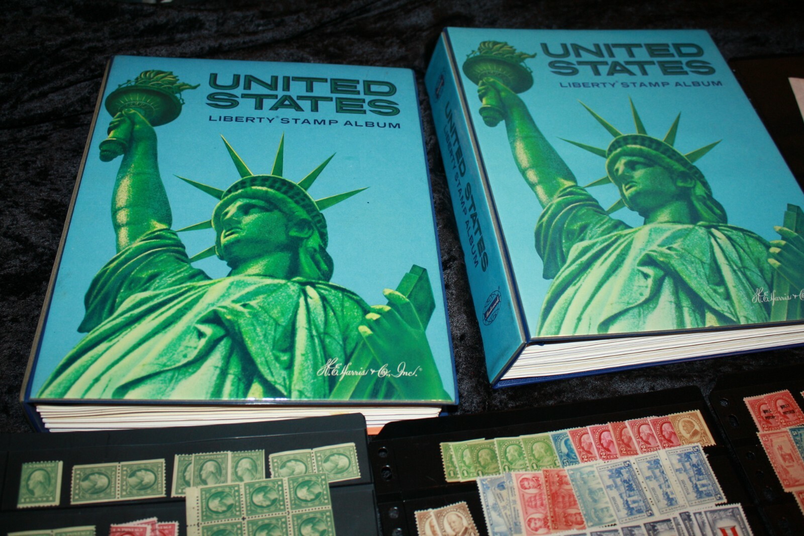 2 Liberty Harris Albums With 1000s of Stamps + High Denomination Hi CV
