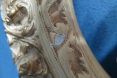 Vintage Pair of Oval Shaped Chalkware Wall Pictures Victorian Couple 15 1/2