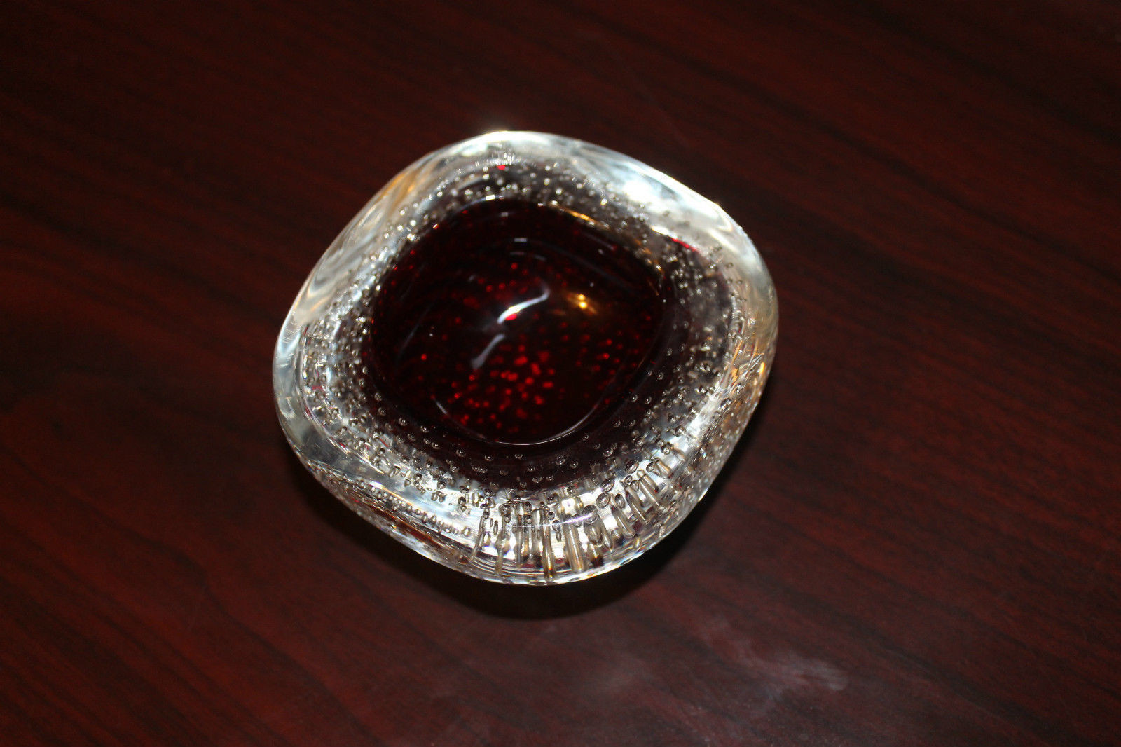 Vintage glass art work-3: Strawberry theme paper weight: 3-1/2"W in square