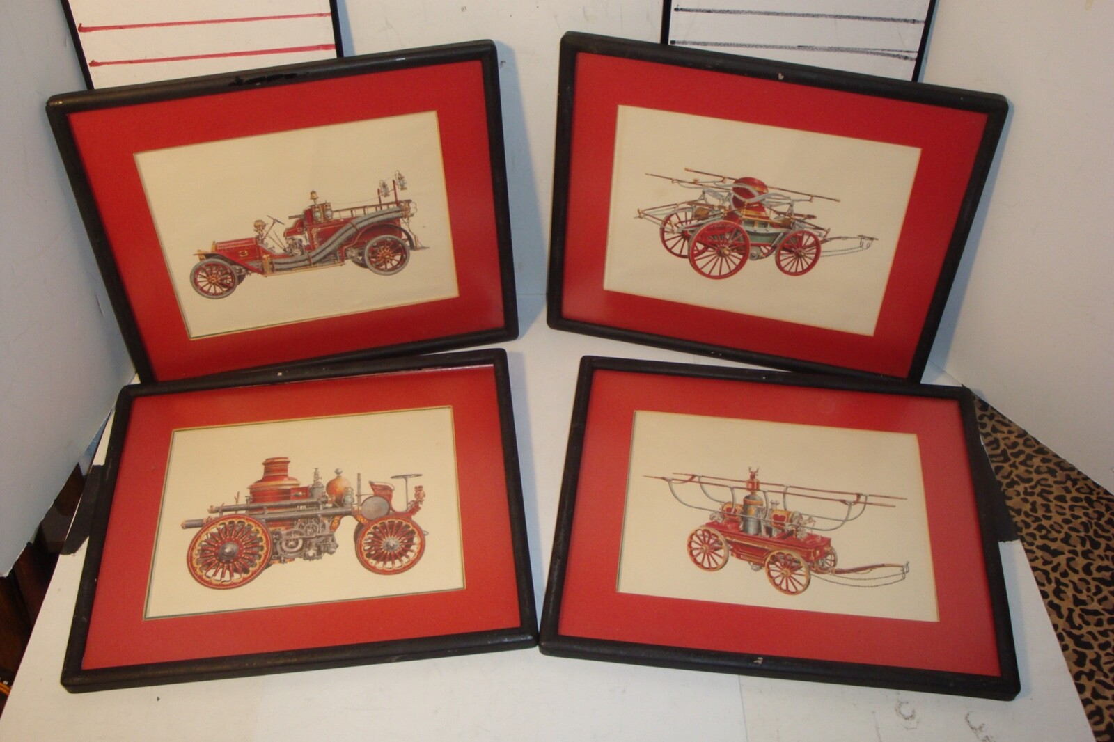 Antique Firetruck framed quality prints X4 lot sale Tokyo Antique Firetruck framed quality prints X4 lot sale Tokyo
